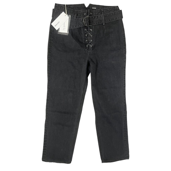 GRLFRND Solange Grommet Lace Up With Belt Black Jeans - Size 31 - Picture 1 of 15
